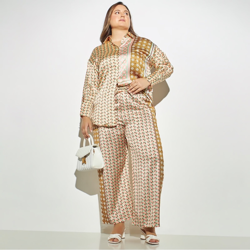 House of Harlow 1960 Cream and Brown Wide Leg Pants & Jumpsuit